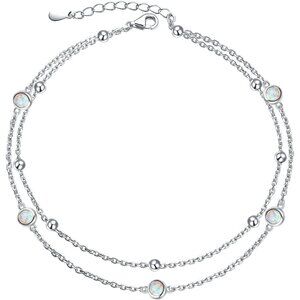 Sterling Silver Beaded Heart Charm Anklet 9in with Extender, Perfect Gift